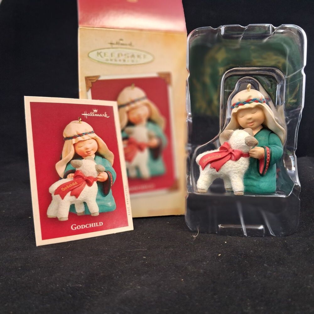 Hallmark GODCHILD Christmas Ornament Little Child Lamb Sheep Retired 2004 NIB